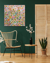 Humming garden 30-2 by Kim Young-jin displayed in modern living room, original Korean painting 2025