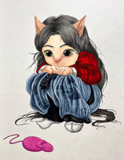 Hwui(Meow) - Bunchae on Jangji 116.8x91cm by Hwui yeon Lee, Korean Contemporary Art 2022