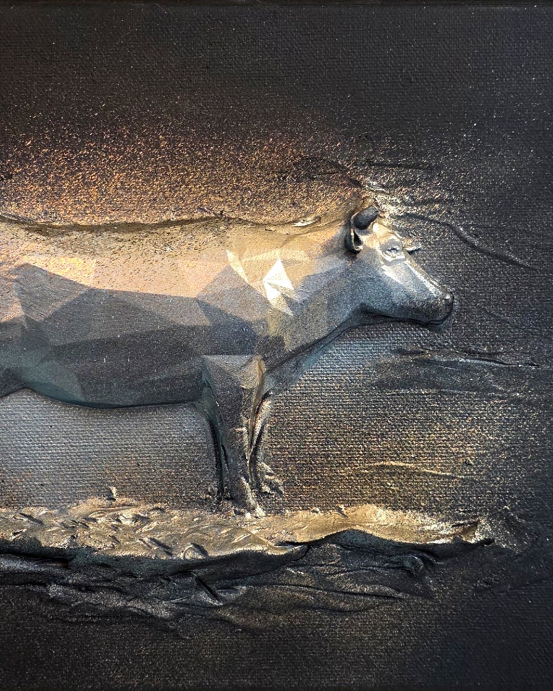 I am, Because For I am (Cow) close-up detail, resin texture by Korean artist Luka Kim