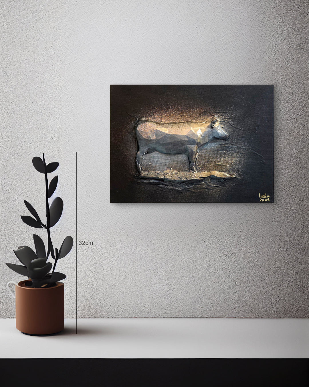 I am, Because For I am (Cow) size reference 33.4x24.2cm - original Korean painting by Luka Kim
