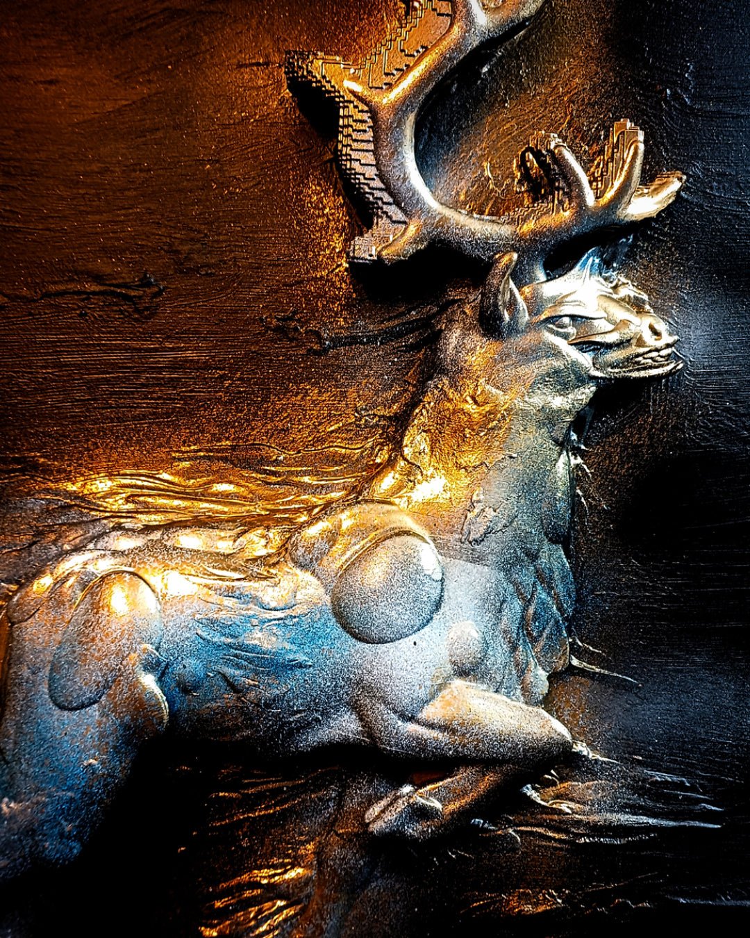 I am, Because Who I am (Deer) close-up detail, resin texture by Korean artist Luka Kim