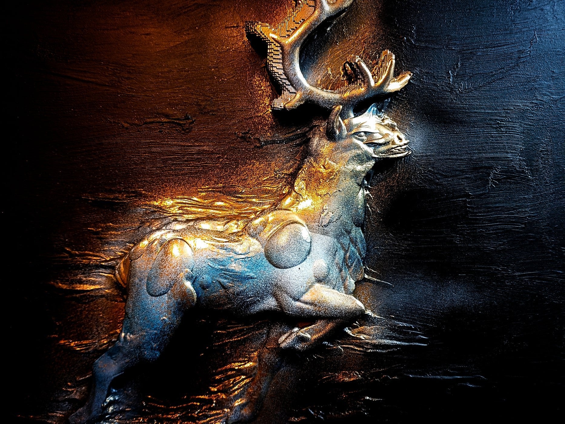 I am, Because Who I am (Deer) - Acrylic, Resin on Canvas 53x45.5cm by Luka Kim, Korean Contemporary Art 2024