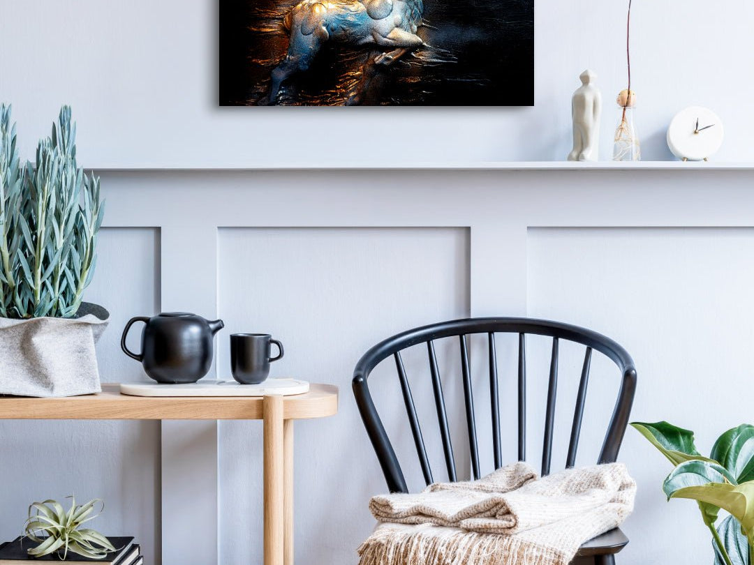 I am, Because Who I am (Deer) by Luka Kim displayed in modern living room, original Korean painting 2024