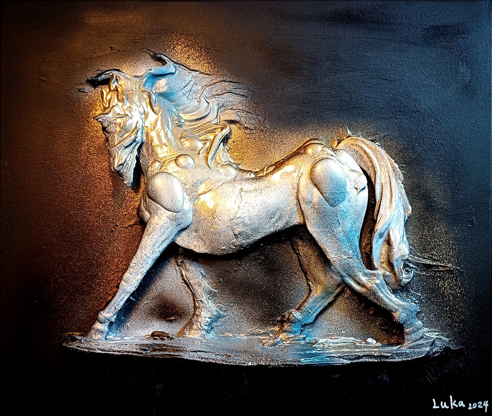 I am, Because Who I am (Horse) - Acrylic, Resin on Canvas 53x45.5cm by Luka Kim, Korean Contemporary Art 2024