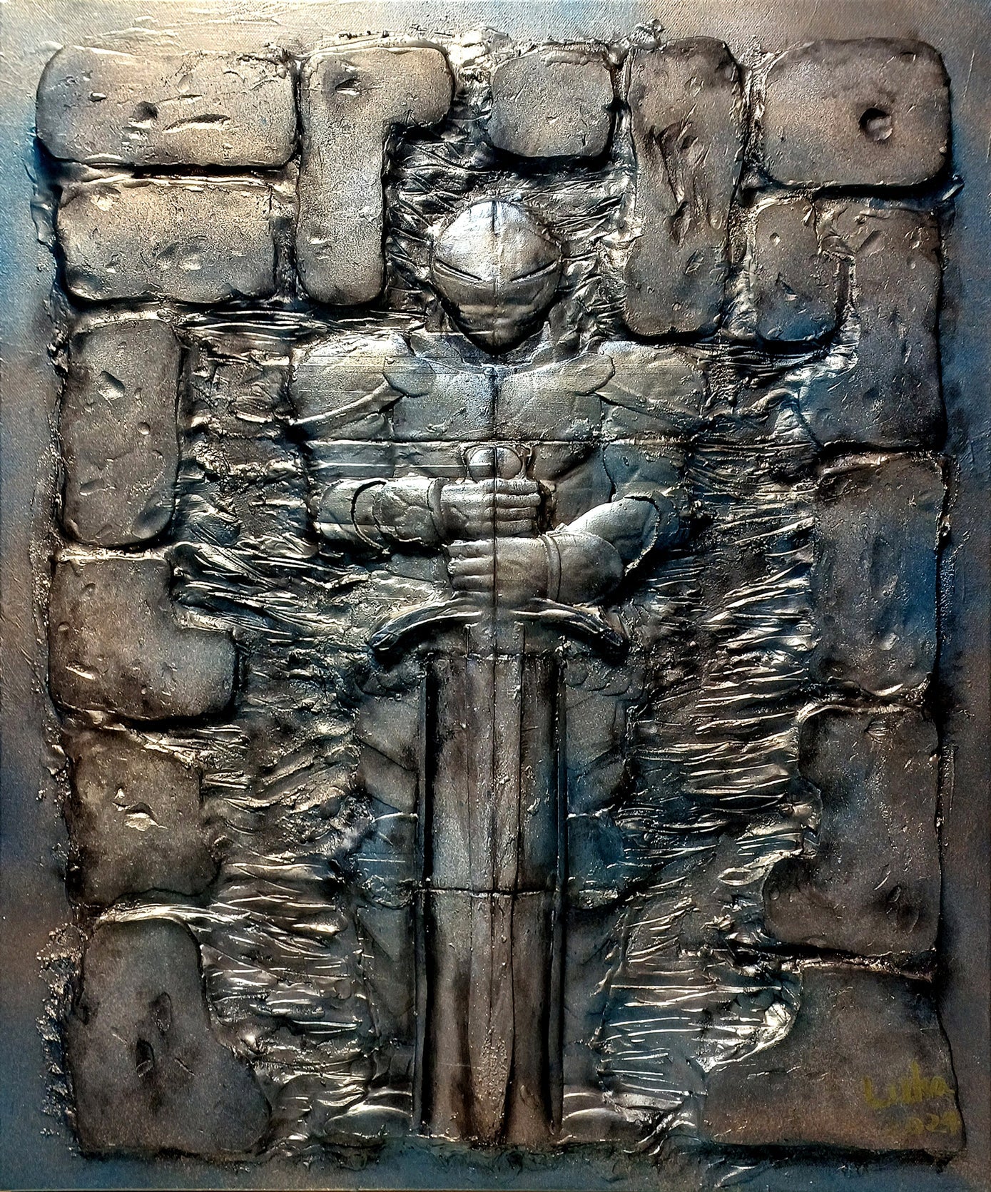 I am, Because Who I am (Knight) - Acrylic, Resin on Canvas 72.7x60.6cm by Luka Kim, Korean Contemporary Art 2024