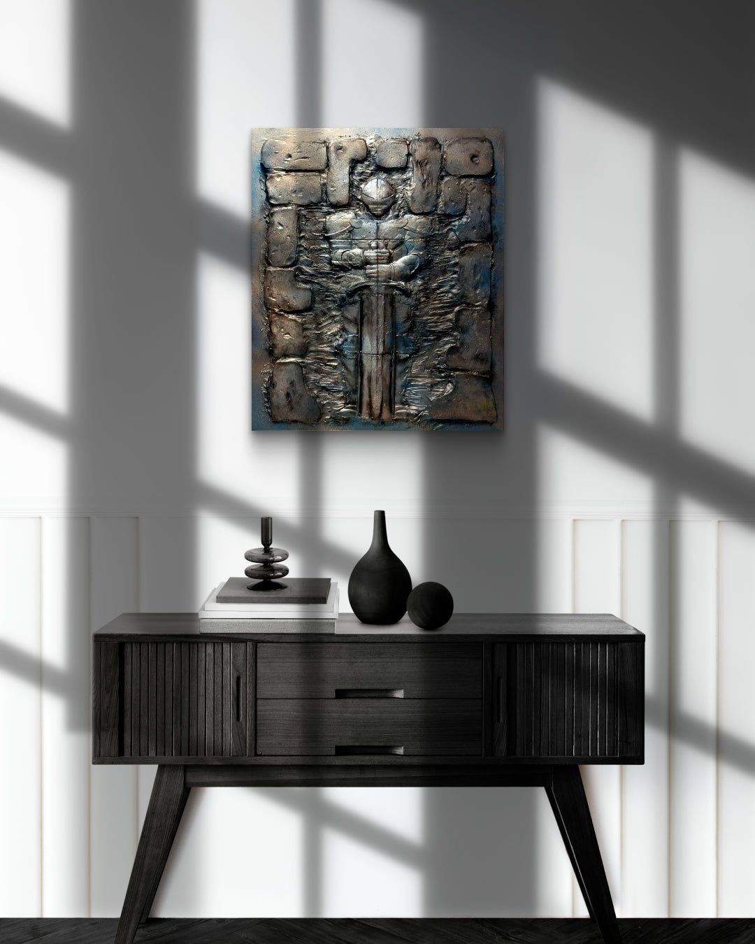 Korean contemporary painting I am, Because Who I am (Knight) by Luka Kim, interior wall art decor