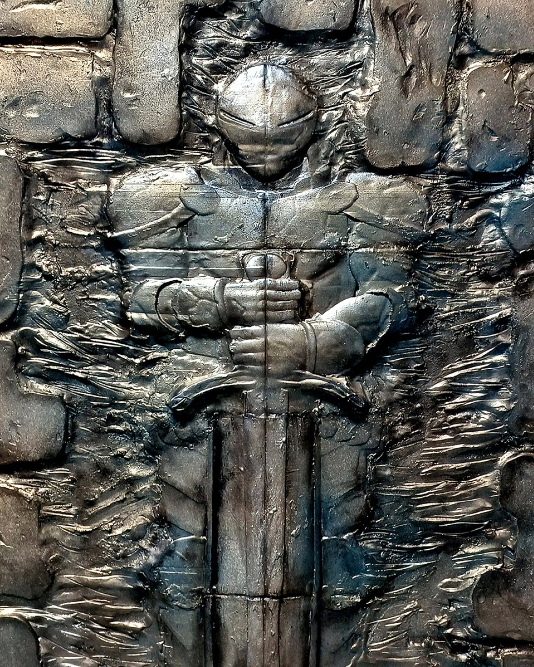 I am, Because Who I am (Knight) close-up detail, resin texture by Korean artist Luka Kim