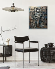 I am, Because Who I am (Knight) by Luka Kim displayed in modern living room, original Korean painting 2024