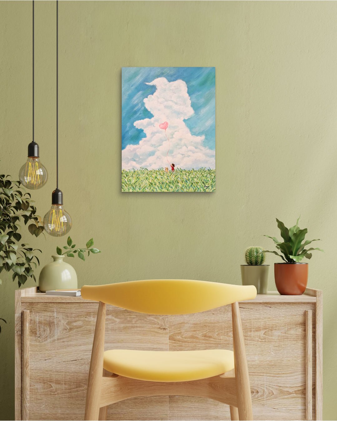 korean art, I know you’re always near 2 - DOKHBI $1000 ARTWORKS Mint ARTWORKS dokkaebi dokebi k - art I know you're always near 2 by Mint displayed in modern living room, original Korean painting 2024 DOKHBI
