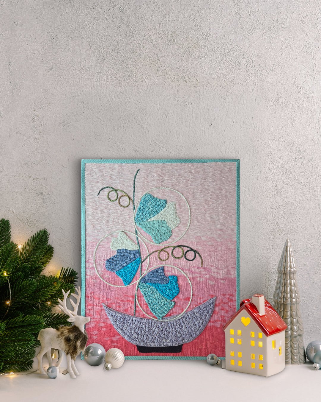 Korean contemporary Hanji painting Imaginary Flower 003 (pink) by Lee Yu-mi (Haerang), interior wall art decor