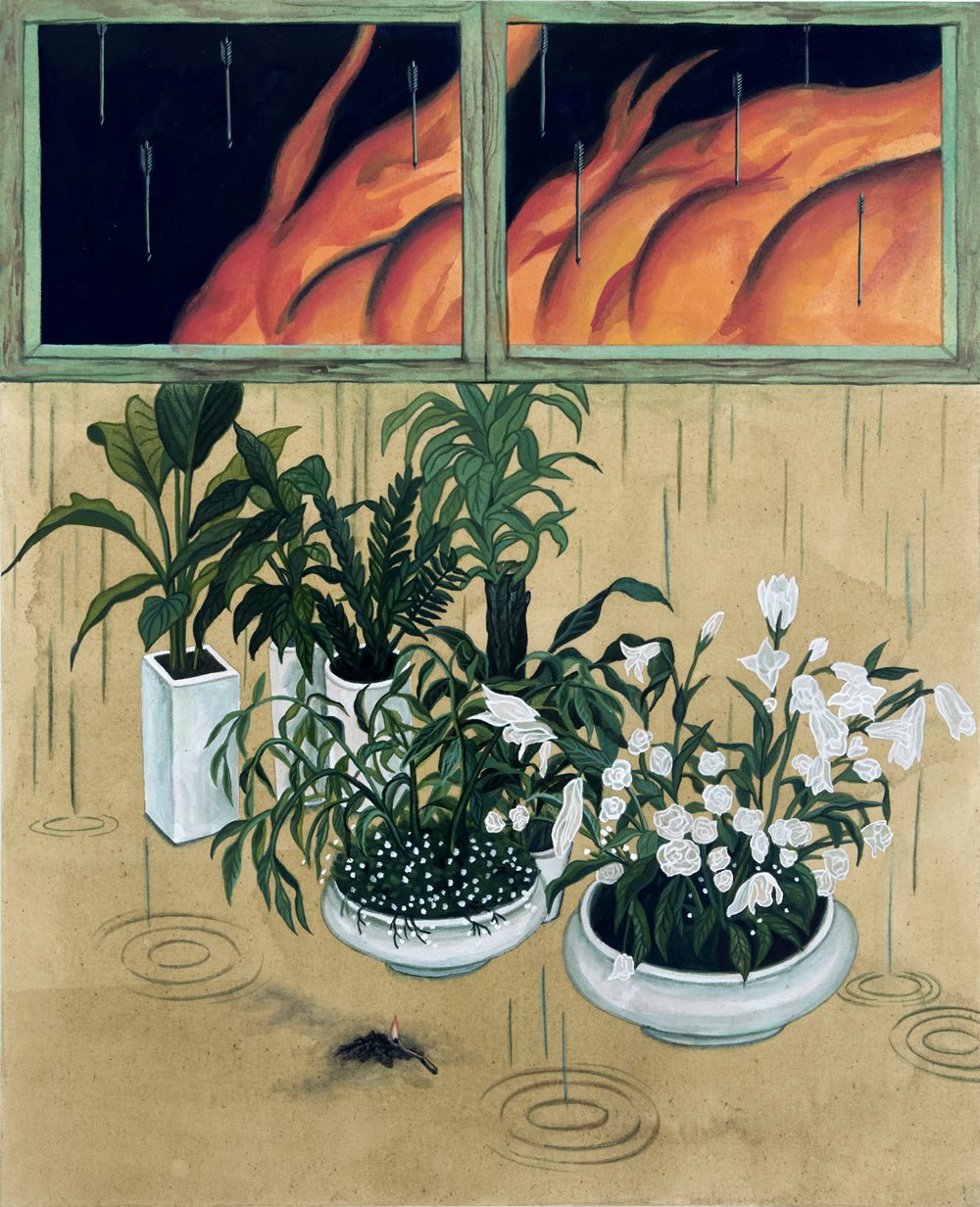 korean art, Incident beyond the window : Fire - DOKHBI ARTWORKS Han Hye Soo Mixed Media