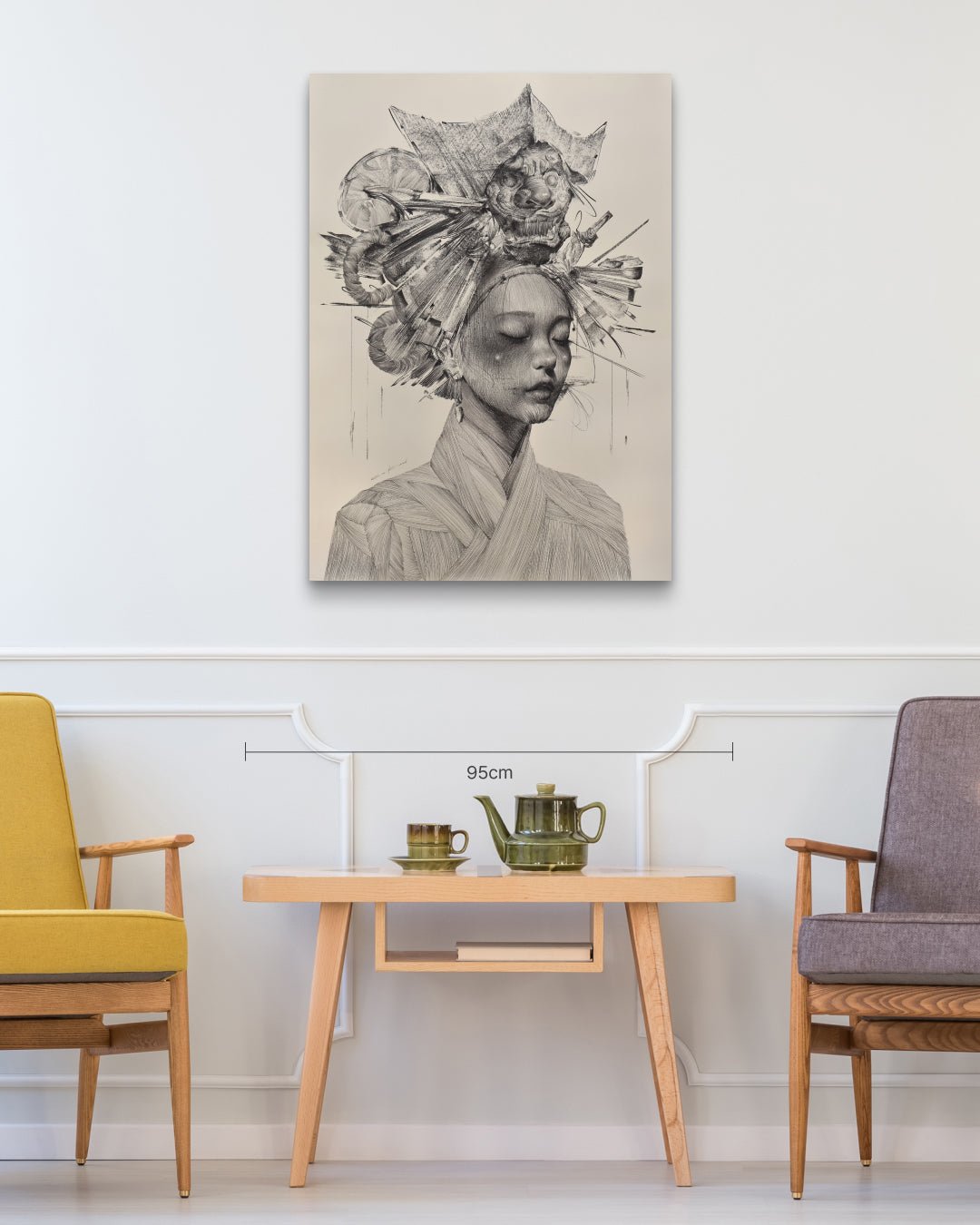 INSTG Series#D2552 size reference 109.1x77.5cm - original Korean graphite drawing by Lee.K