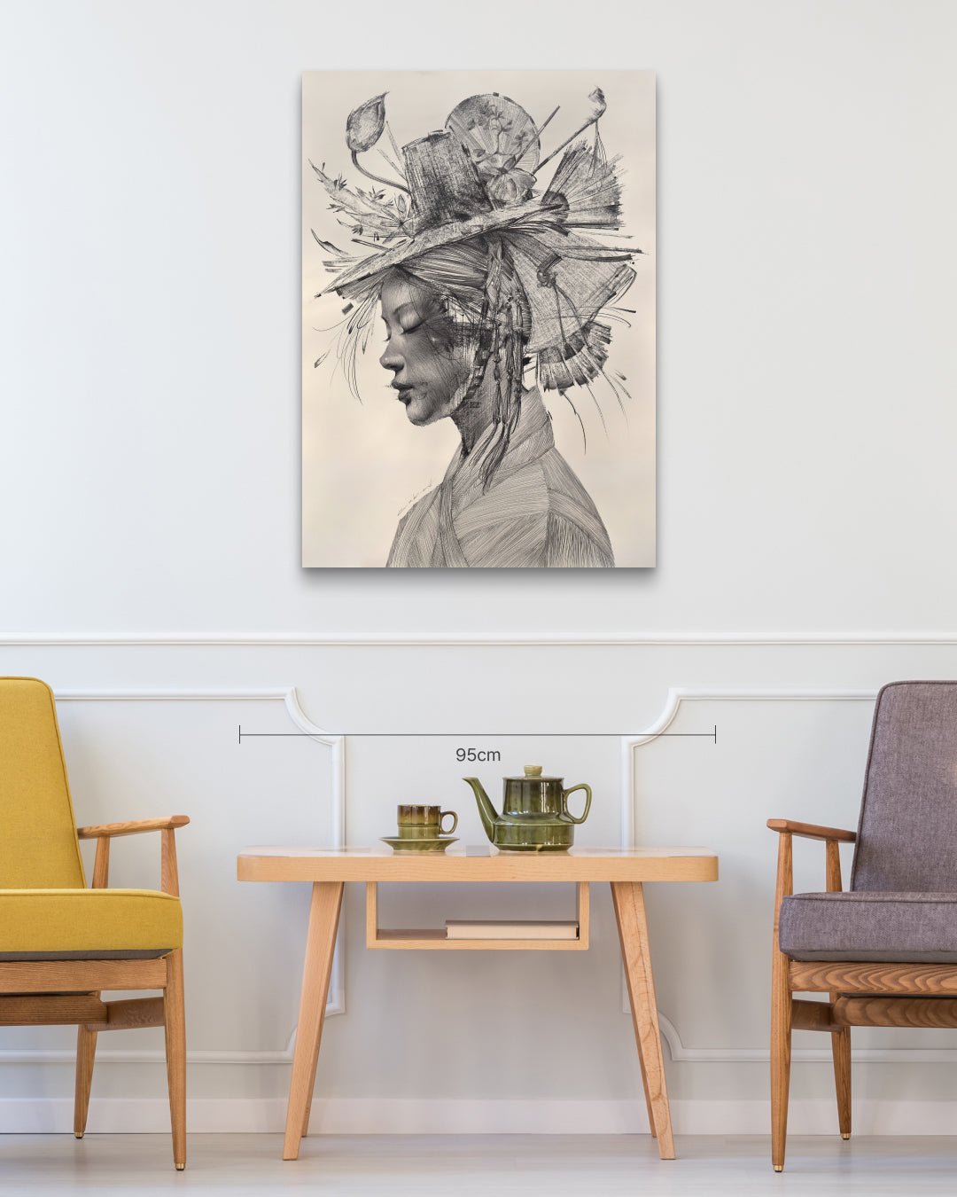 INSTG Series#D2554 size reference 109.1x77.5cm - original Korean graphite drawing by Lee.K