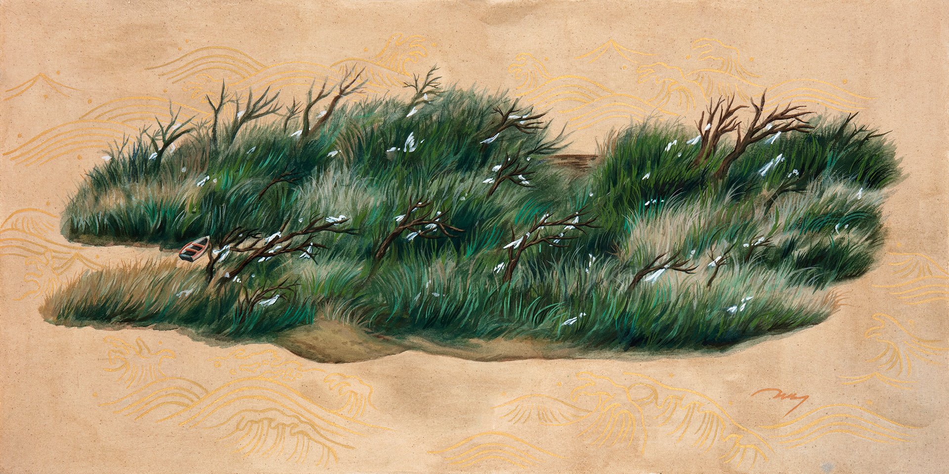 korean art, Island of birds - DOKHBI ARTWORKS Han Hye Soo Mixed Media