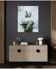 Kiss by Park Jung Yong displayed in modern living room, original Korean painting 2023