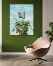 Kiss by Park Jung Yong displayed in modern living room, original Korean painting 2023