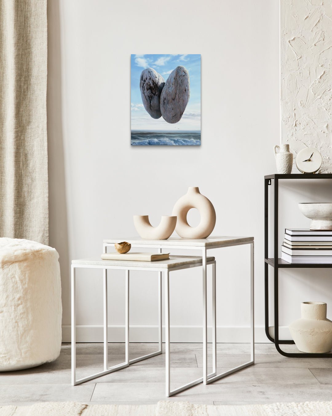 Kiss by Park Jung Yong displayed in modern living room, original Korean painting 2024