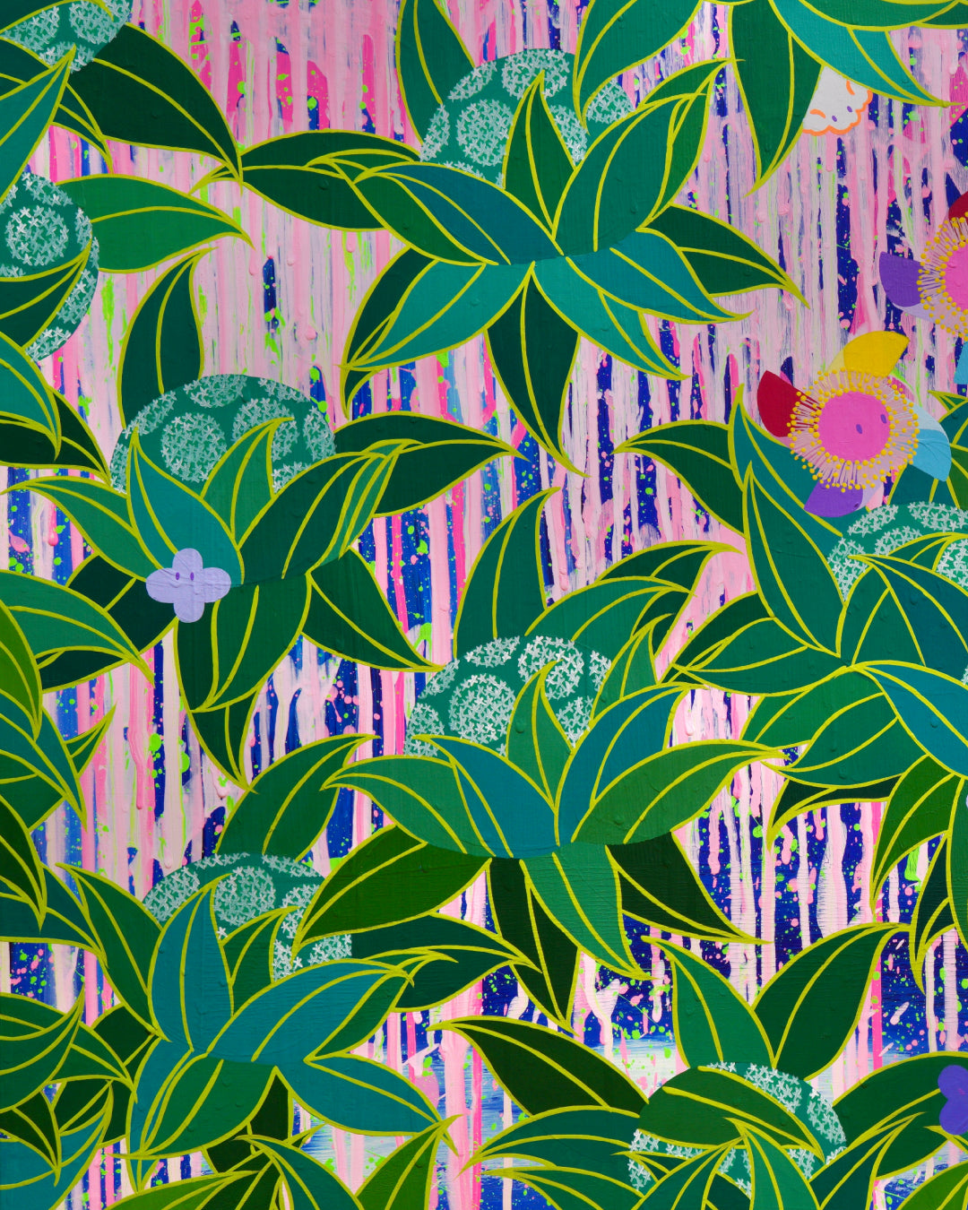 The Value of Now, Treasured Moments surface detail - acrylic gouache on canvas by LILY, Korean fine art 2024