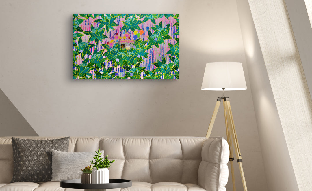 The Value of Now, Treasured Moments by LILY displayed in modern living room, original Korean painting 2024