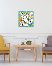 korean art, LOVE I - DOKHBI ARTWORKS Jeon Byung Taek Painting ARTWORKS dokkaebi dokebi k - art LOVE I size reference 50x50cm - original Korean painting by Jeon Byung Taek DOKHBI