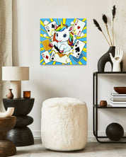 korean art, LOVE I - DOKHBI ARTWORKS Jeon Byung Taek Painting ARTWORKS dokkaebi dokebi k - art LOVE I by Jeon Byung Taek displayed in modern living room, original Korean painting 2026 DOKHBI