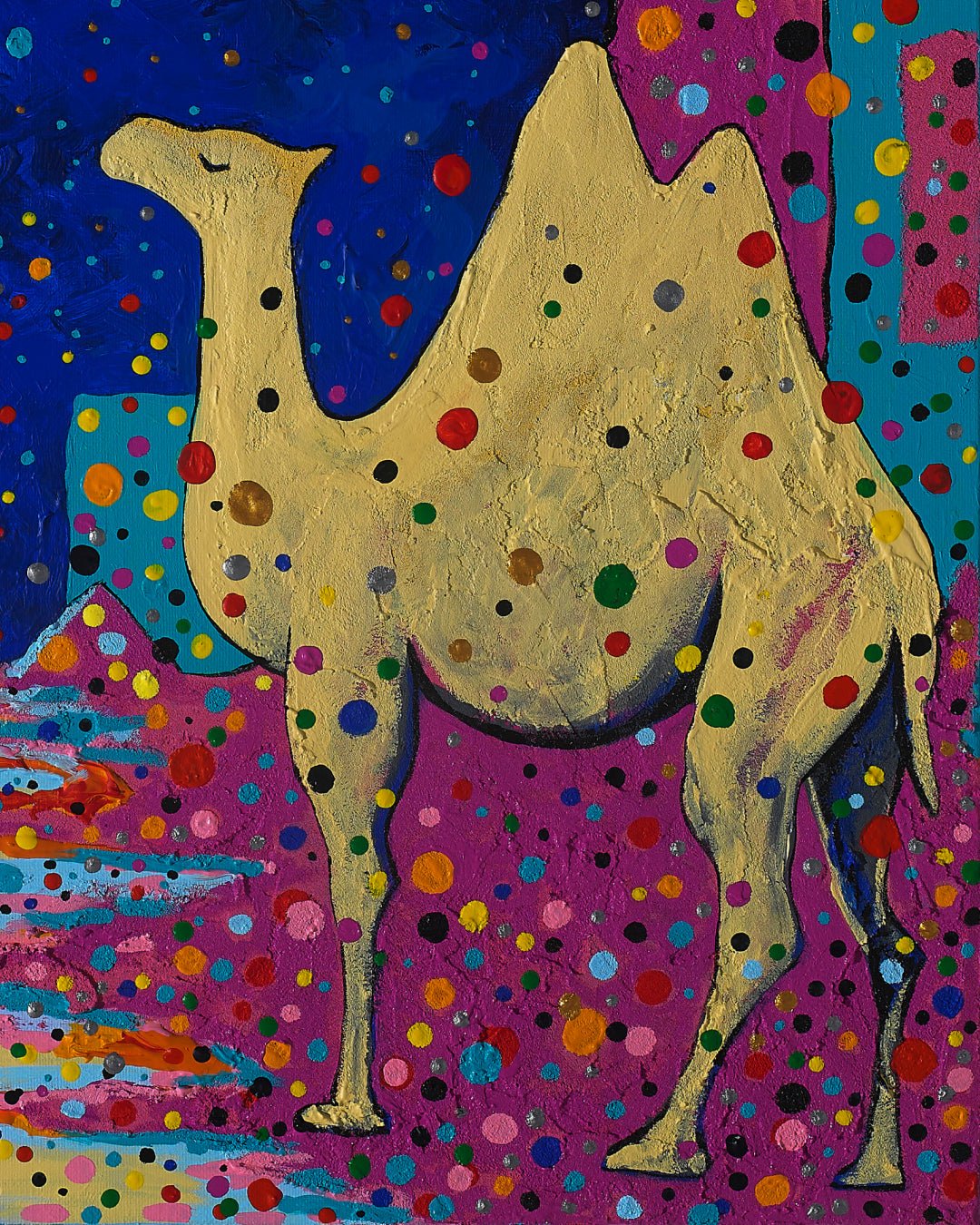 korean art, Making a Wish - DOKHBI ARTWORKS Mixed Media Painting ARTWORKS dokkaebi dokebi k - art Making a Wish close - up detail, mixed media texture by Korean artist Yun Song - A DOKHBI