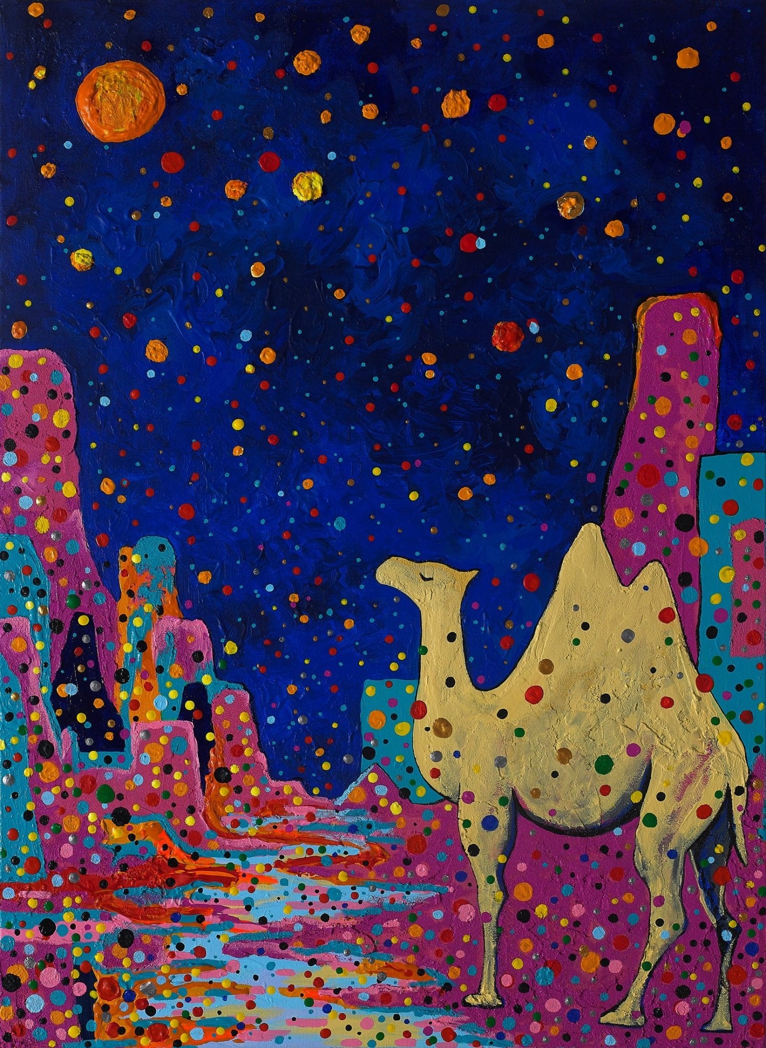 korean art, Making a Wish - DOKHBI ARTWORKS Mixed Media Painting