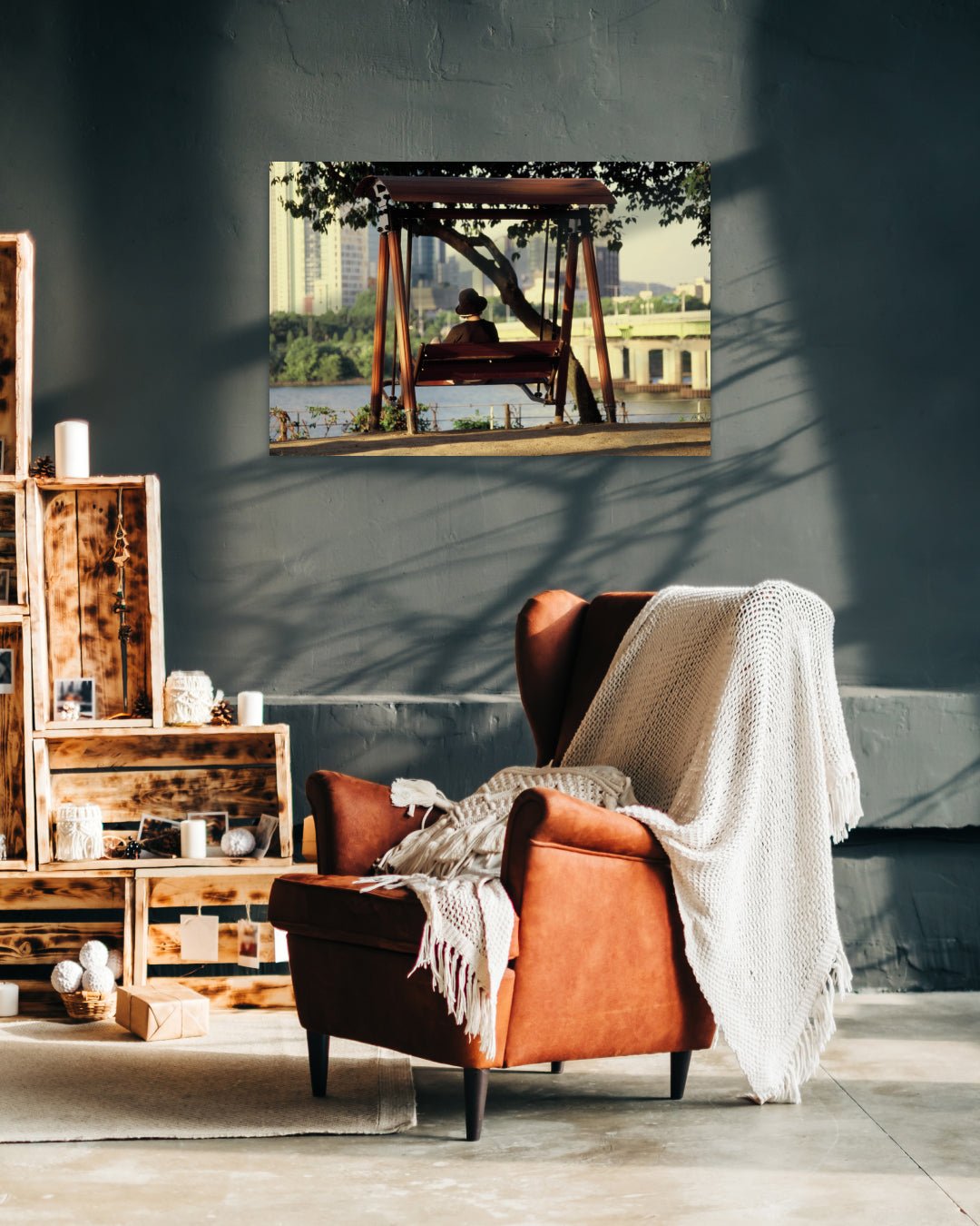 Mom by SeongHa LEE displayed in modern living room, original Korean fine art photography 2024