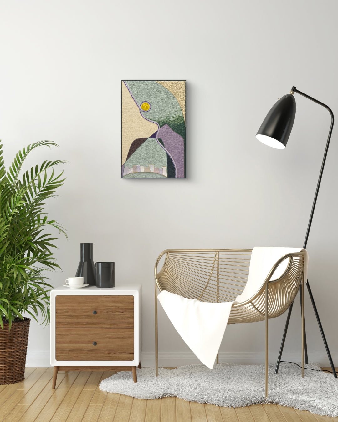 Korean contemporary Hanji painting Morning by Lee Yu-mi (Haerang), interior wall art decor