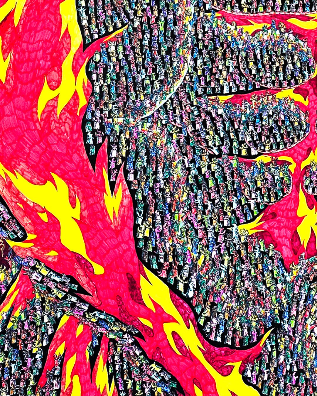 PARKAKUS surface detail - pen on paper by Kang Hoon, Korean fine art 2025