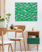 korean art, Picnic - DOKHBI ARTWORKS Painting Shim Bong Min ARTWORKS dokkaebi dokebi k - art Picnic by Shim Bong Min displayed in modern living room, original Korean painting 2024 DOKHBI