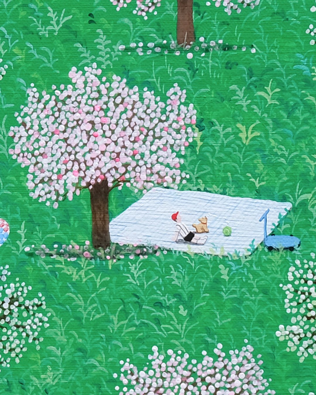 korean art, Picnic - DOKHBI ARTWORKS Painting Shim Bong Min ARTWORKS dokkaebi dokebi k - art Picnic surface detail - Acrylic on Canvas by Shim Bong Min, Korean fine art 2024 DOKHBI