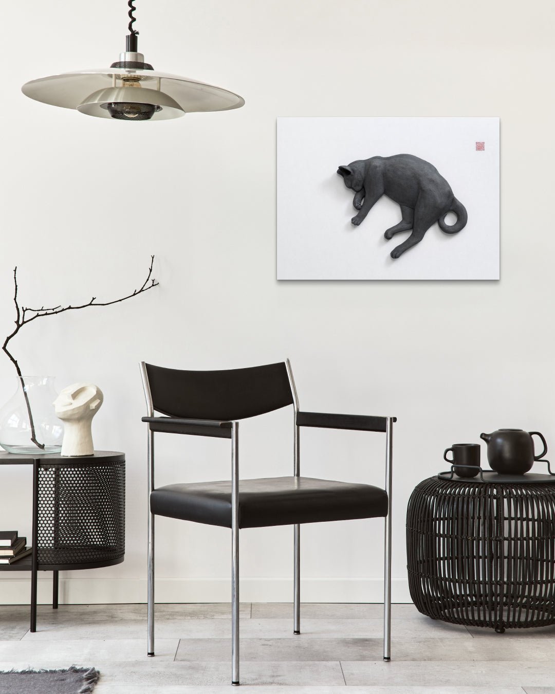 PoppyCat-2019-B_26 by KIM YEO OK displayed in modern living room, original Korean ceramic art 2019