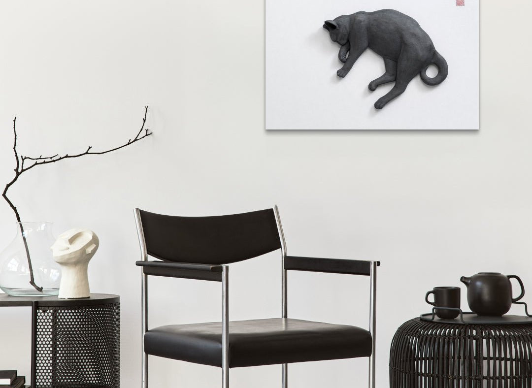 PoppyCat-2019-B_26 by KIM YEO OK displayed in modern living room, original Korean ceramic art 2019