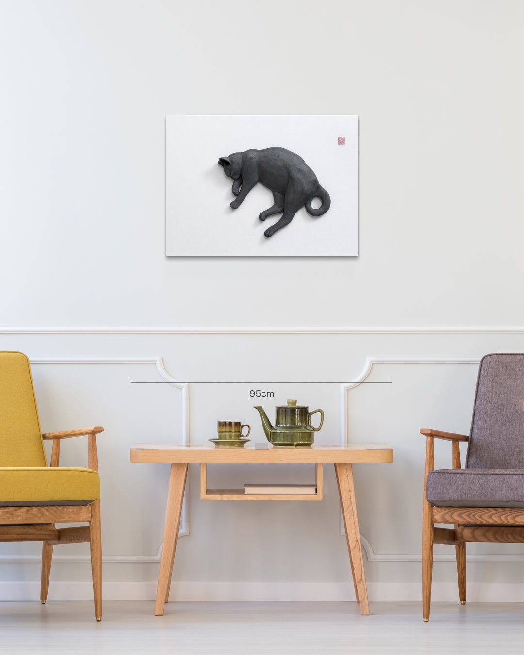 PoppyCat-2019-B_26 size reference 53x73cm - original Korean ceramic art by KIM YEO OK