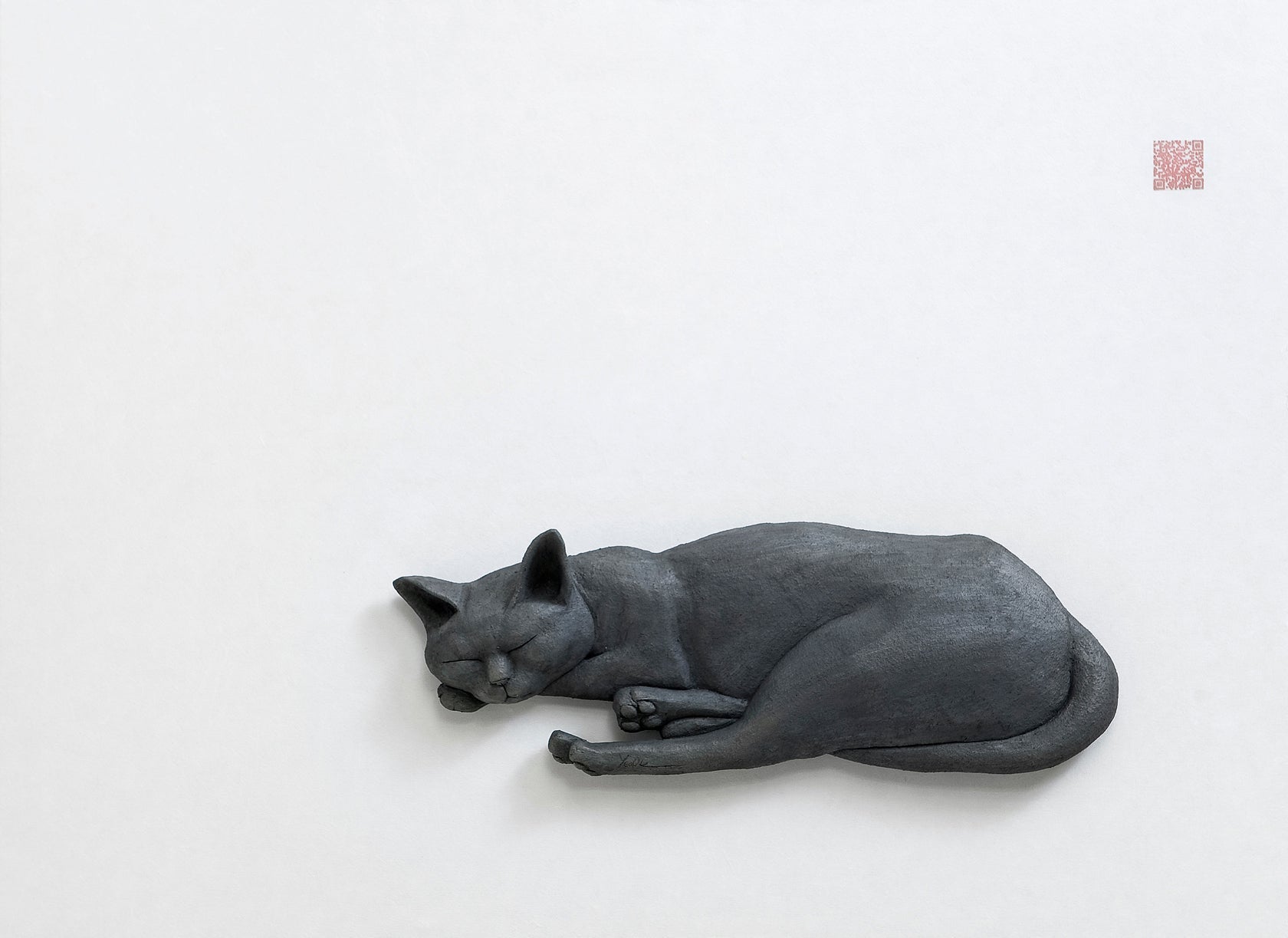 PoppyCat-2019-B_28 - Handbuilt Stoneware on Korean Paper 53x73cm by KIM YEO OK, Korean Contemporary Ceramic Art 2019