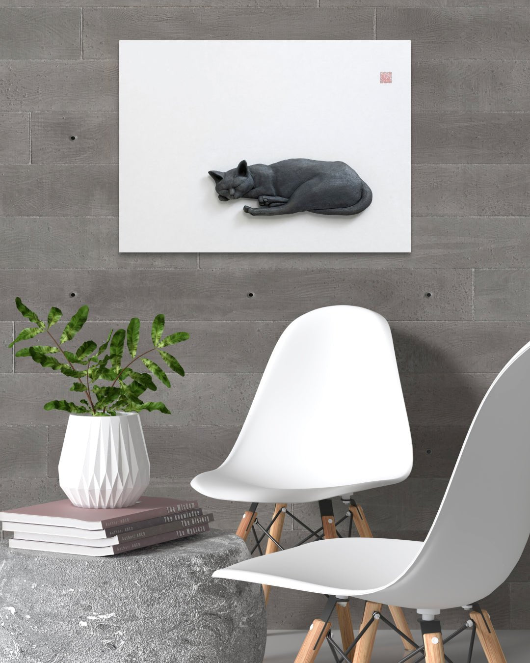 PoppyCat-2019-B_28 by KIM YEO OK displayed in modern living room, original Korean ceramic art 2019