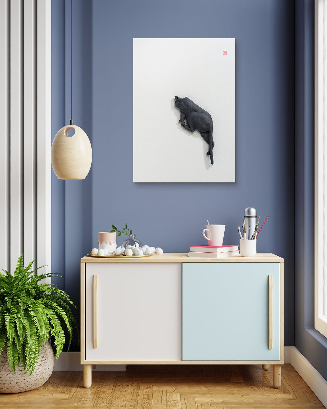 Korean contemporary ceramic art PoppyCat-2019-B_30 by KIM YEO OK, interior wall art decor