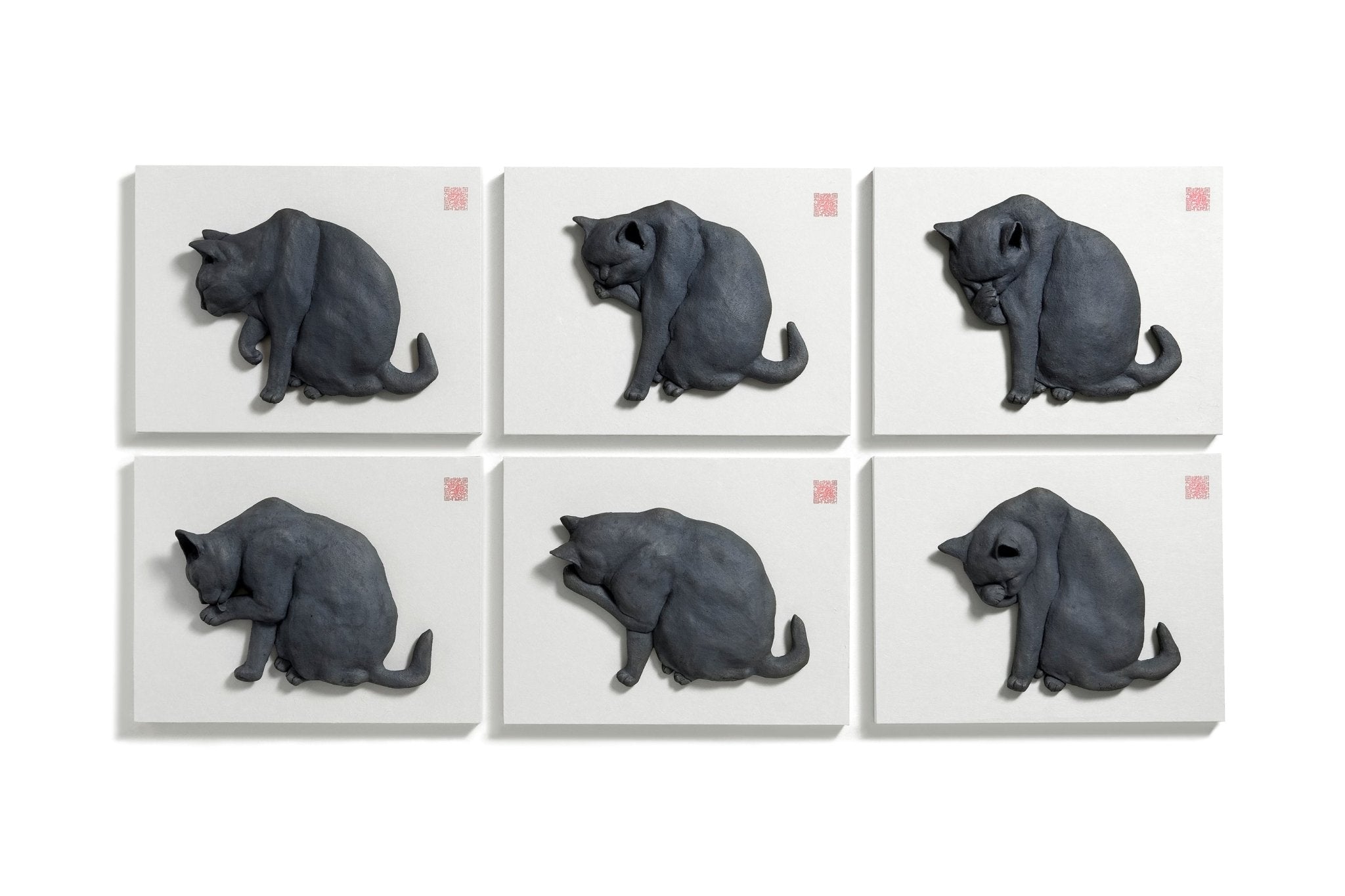 PoppyCat 2019 B_I_04 - Handbuilt Stoneware on Korean Paper 32x41cm each by KIM YEO OK, Korean Contemporary Ceramic Art 2019