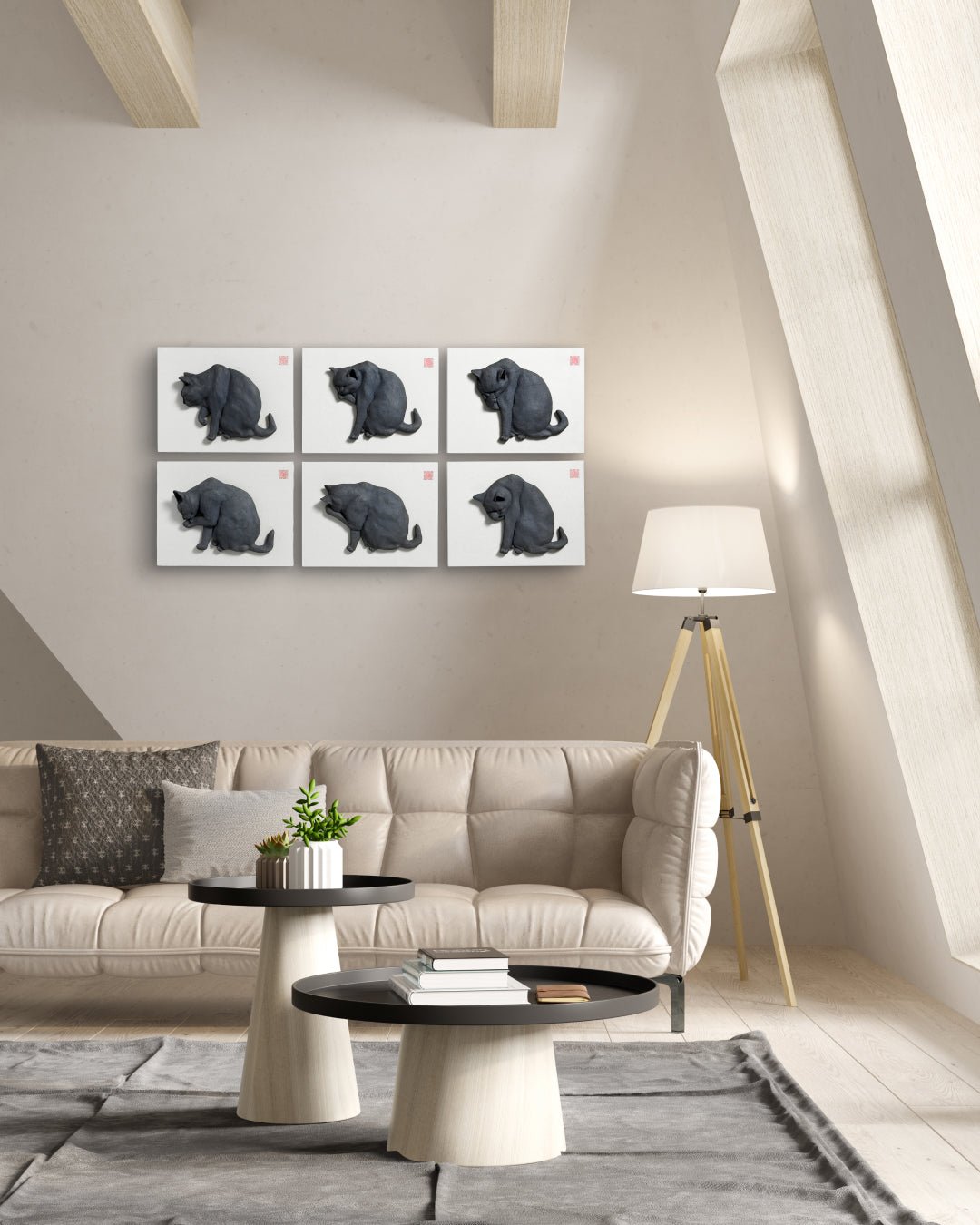 PoppyCat 2019 B_I_04 by KIM YEO OK displayed in modern living room, original Korean ceramic art 2019