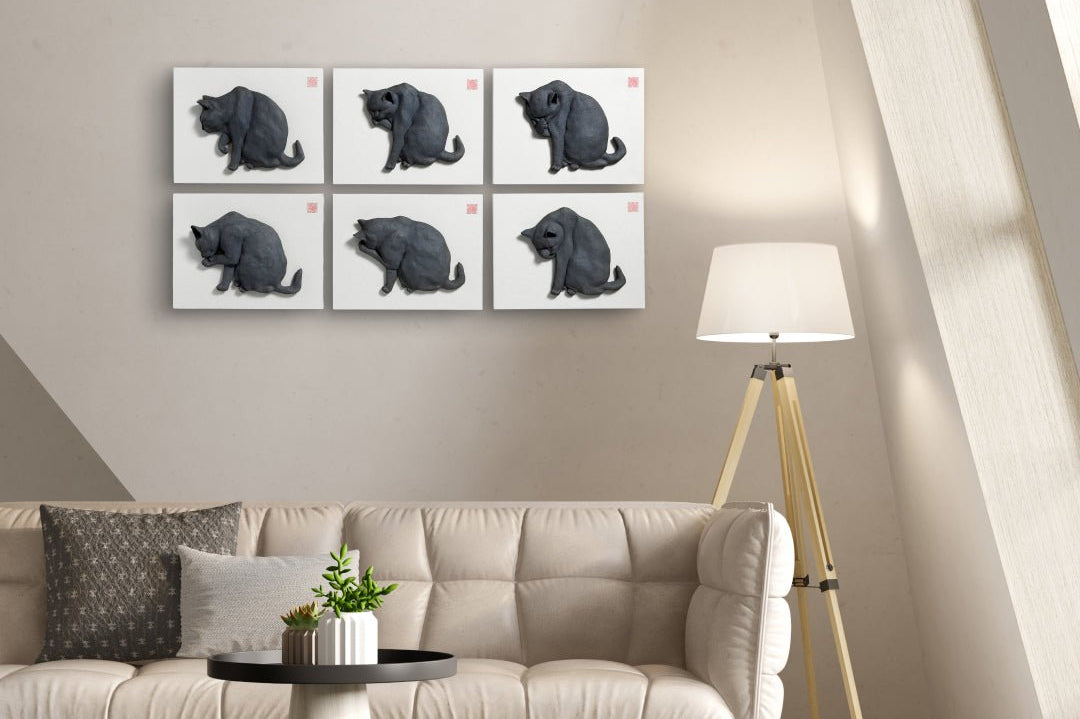 PoppyCat 2019 B_I_04 by KIM YEO OK displayed in modern living room, original Korean ceramic art 2019