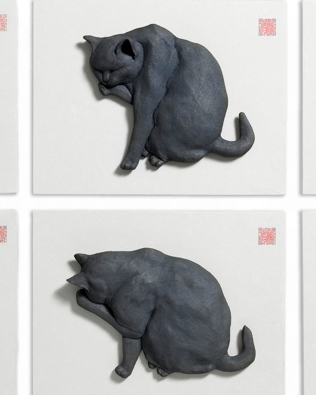 PoppyCat 2019 B_I_04 surface detail - handbuilt stoneware on Korean paper by KIM YEO OK, Korean fine art 2019