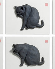 PoppyCat 2019 B_I_04 surface detail - handbuilt stoneware on Korean paper by KIM YEO OK, Korean fine art 2019