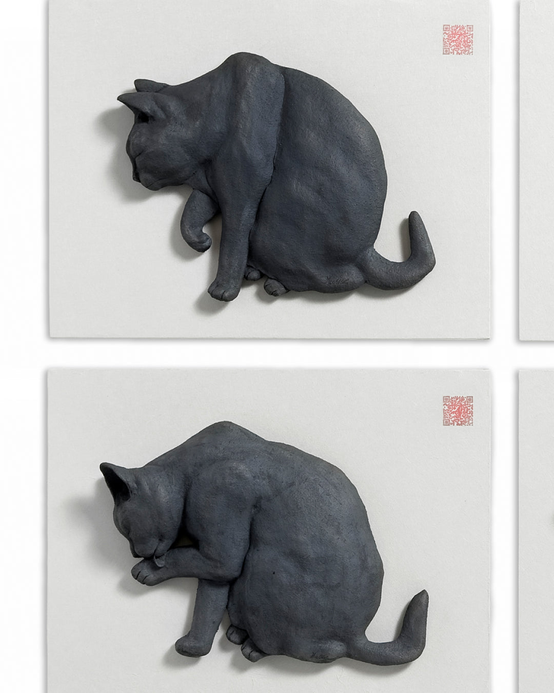 PoppyCat 2019 B_I_04 close-up detail, handbuilt stoneware on Korean paper texture by KIM YEO OK
