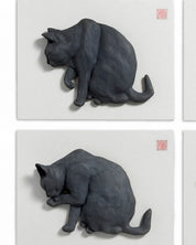 PoppyCat 2019 B_I_04 close-up detail, handbuilt stoneware on Korean paper texture by KIM YEO OK