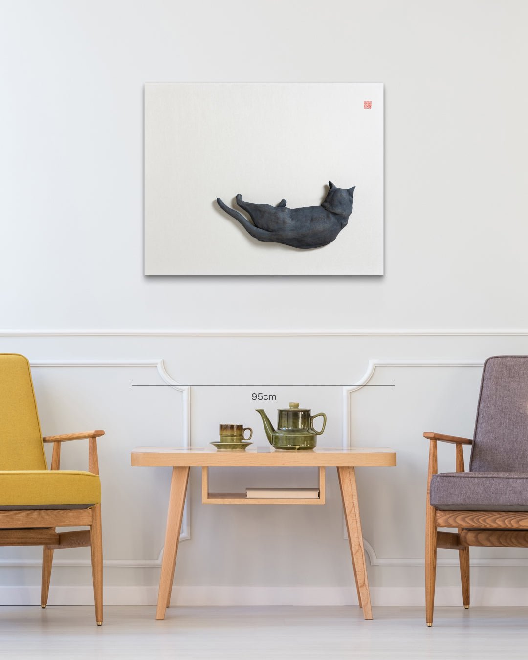 PoppyCat 2021 B-01 size reference 73x91cm - original Korean ceramic art by KIM YEO OK