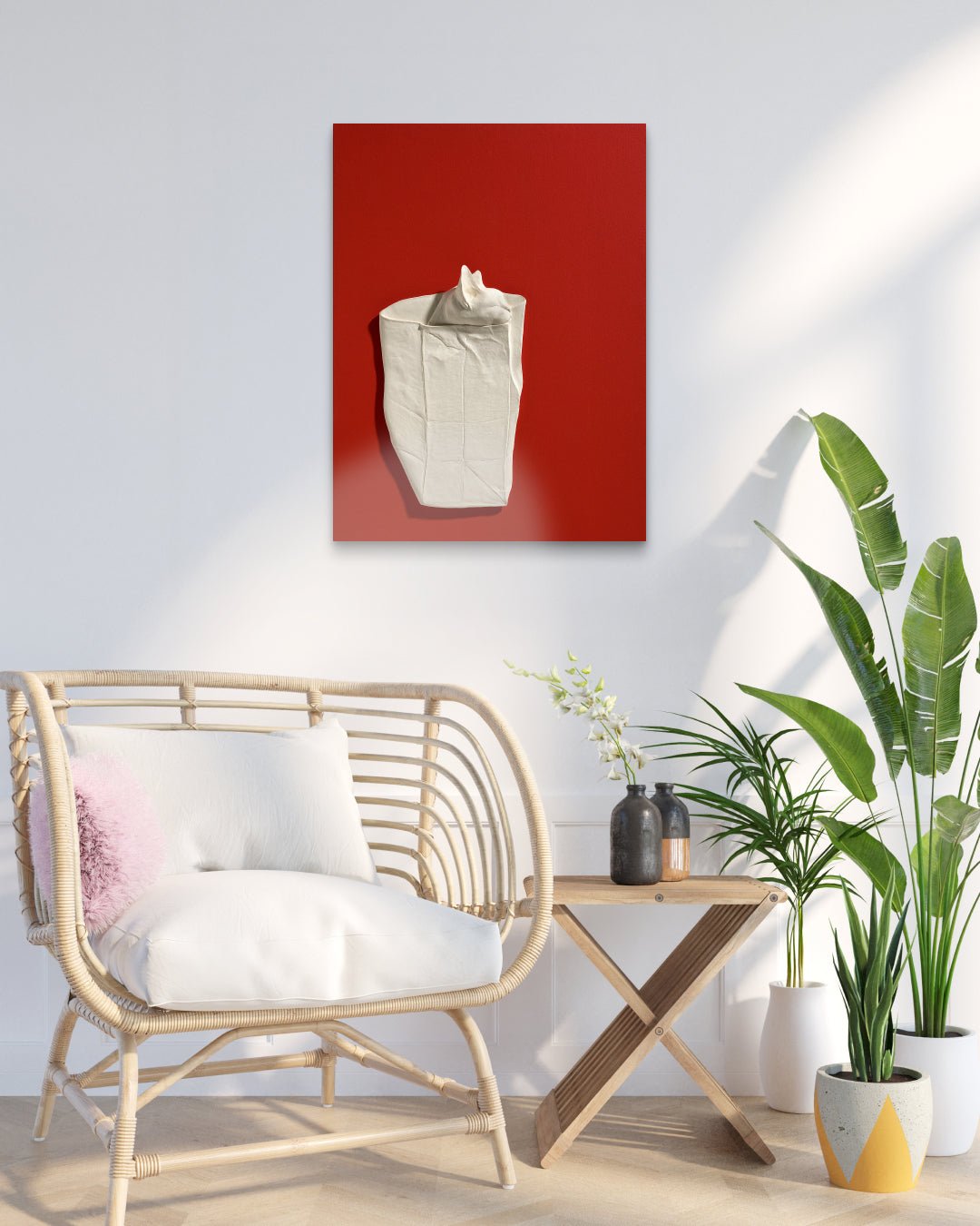 PoppyCat 2023 W-01 by KIM YEO OK displayed in modern living room, original Korean ceramic art 2024