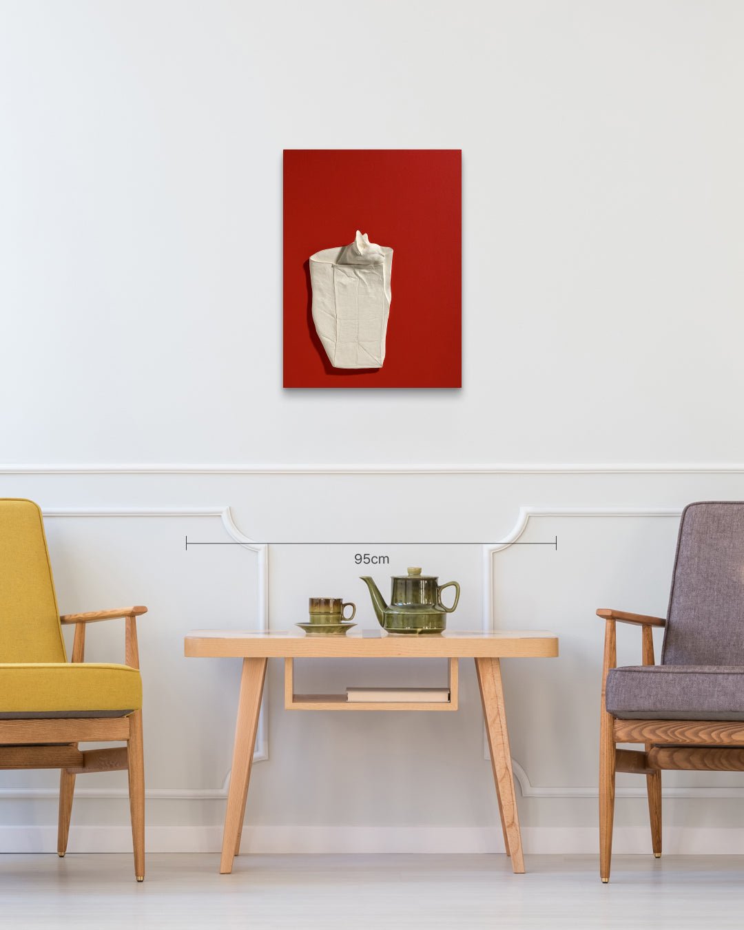 PoppyCat 2023 W-01 size reference 61x45.5cm - original Korean ceramic art by KIM YEO OK