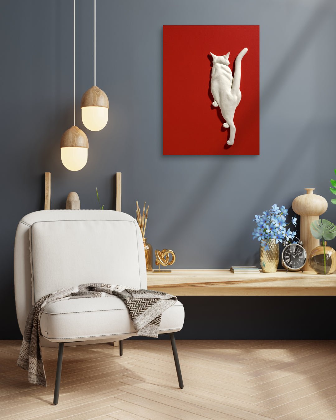 PoppyCat 2023 W-04 by KIM YEO OK displayed in modern living room, original Korean ceramic art 2024