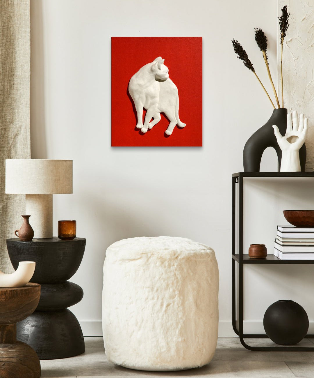 PoppyCat 2023 W-06 by KIM YEO OK displayed in modern living room, original Korean ceramic art 2023